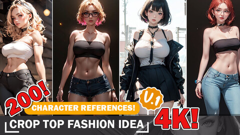 200 Stylish Crop Top Fashion Ideas: V1 | 4K Reference Images for Artists