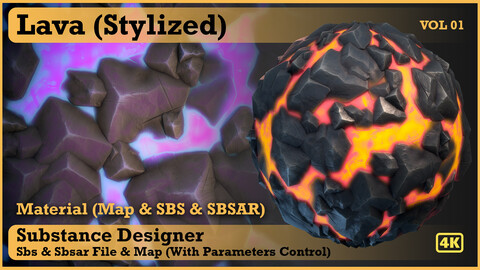 Lava Stylized -  VOL 01 - Maps & SBS & Sbsar