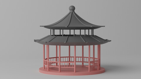 Cartoon Chinese Pavilion 1 3D model