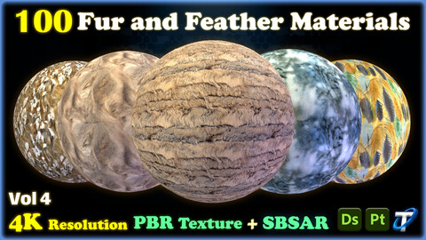 100 Fur and Feather Materials - SBSAR + PBR Textures (MEGA Bundle) - Vol 4