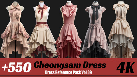 +550 Cheongsam Dress | 4K | Dress Reference Pack Vol.09