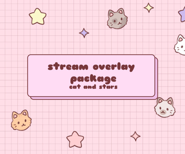 ArtStation - Stream overlay package | cute pastel cat and stars ...