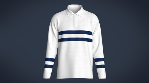 Mens Blue Stiped Polo