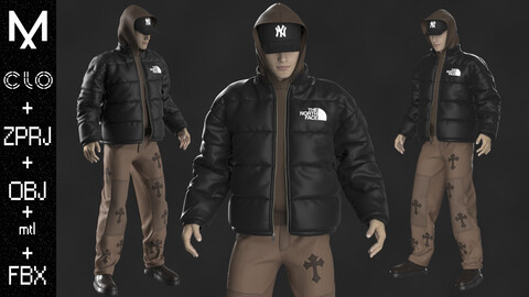 Streetwear Outfit Male OBJ mtl FBX ZPRJ