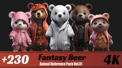 +230 Fantasy Bear | 4K | Animal Reference Pack Vol.01