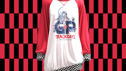 Race Graphic with Oversized Reglan Sleeve Sweatshirt