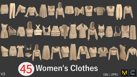 45 Women's Clothes Pack - VOL 3 - MARVELOUSE DESIGNER AND OBJ FILES