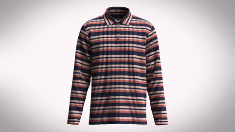 Mens Long Sleeve Knitted Polo