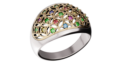 Gold ring with gem stones