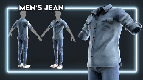 Men Jean outfit - marvelous, clo, obj, fbx
