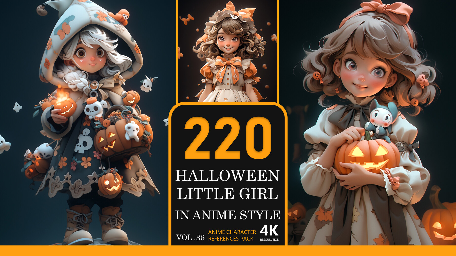 Little　Character　Vol.36-4K|Anime　Girl　Pack　Anime　In　Halloween　References　Artworks　ArtStation　Style