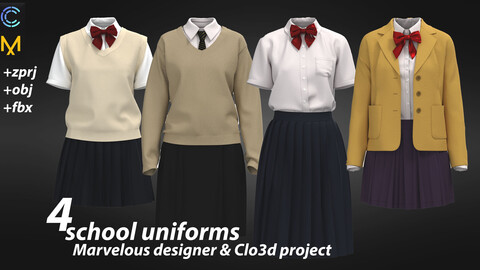 school uniform for women(marvelous designer & clo3d project)