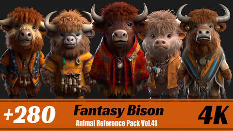 +280 Fantasy Bison | 4K | Animal Reference Pack Vol.41