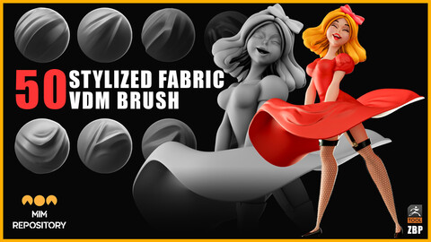 50 Stylized Cloth, Leather & Fabric VDM Brushes(Tension & Compression Folds)