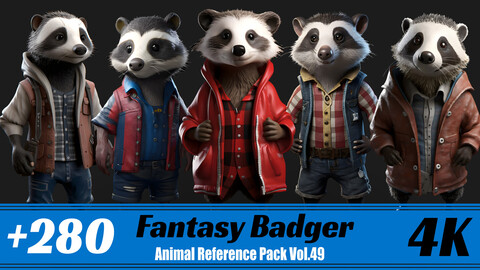 +280 Fantasy Badger | 4K | Animal Reference Pack Vol.49