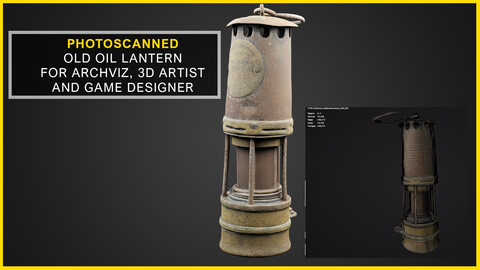 Photo Scaned Realistic Old Oil Lantern 3D Game Object