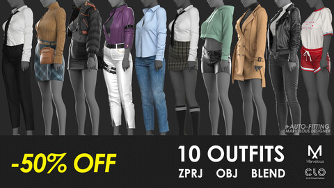 10 Outfits - VOL4 - Marvelous / CLO Project file