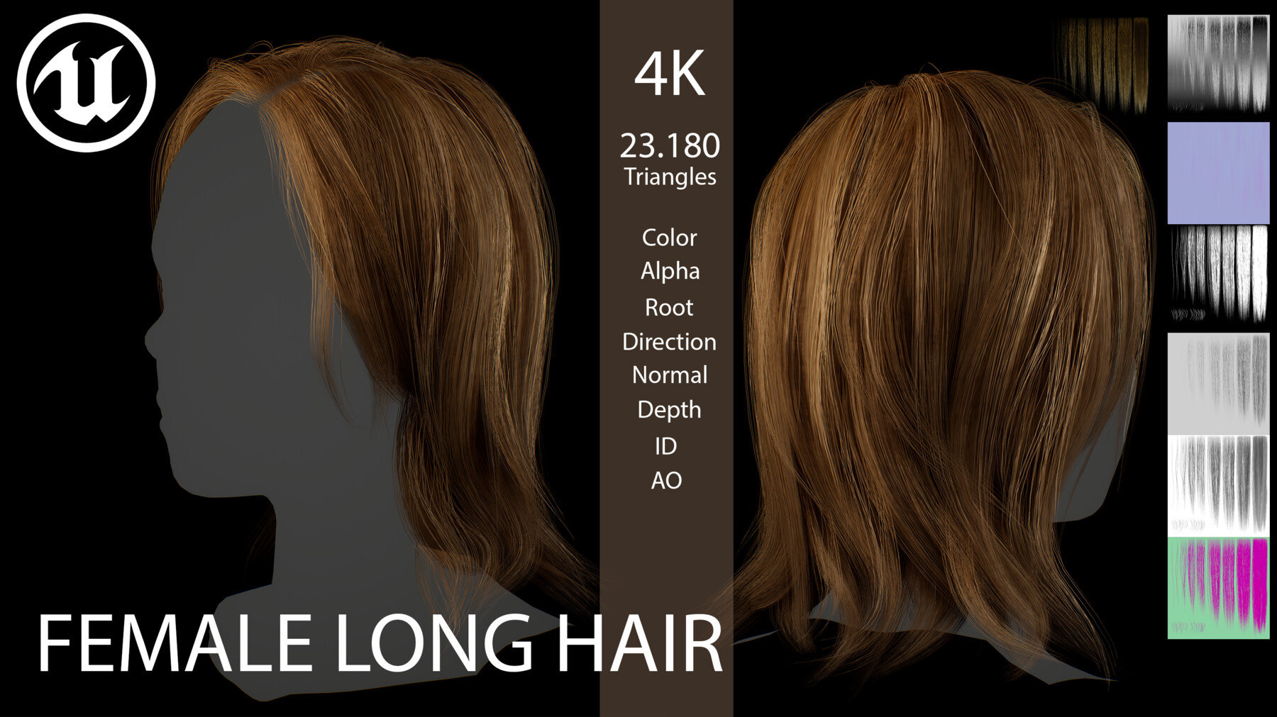 ArtStation - Game ready female long hairstyle (real time hair) | Game ...