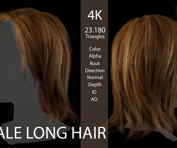 ArtStation - Game ready female long hairstyle (real time hair) | Game ...