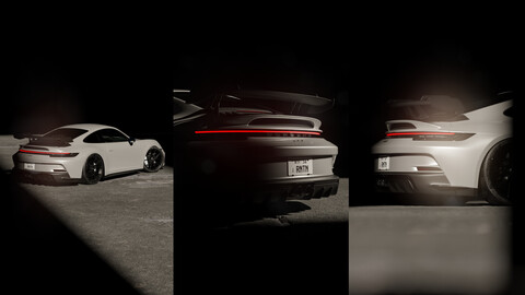 Automotive Cinematic Render Scene + Lens Flare 3D Blender File (Textured)