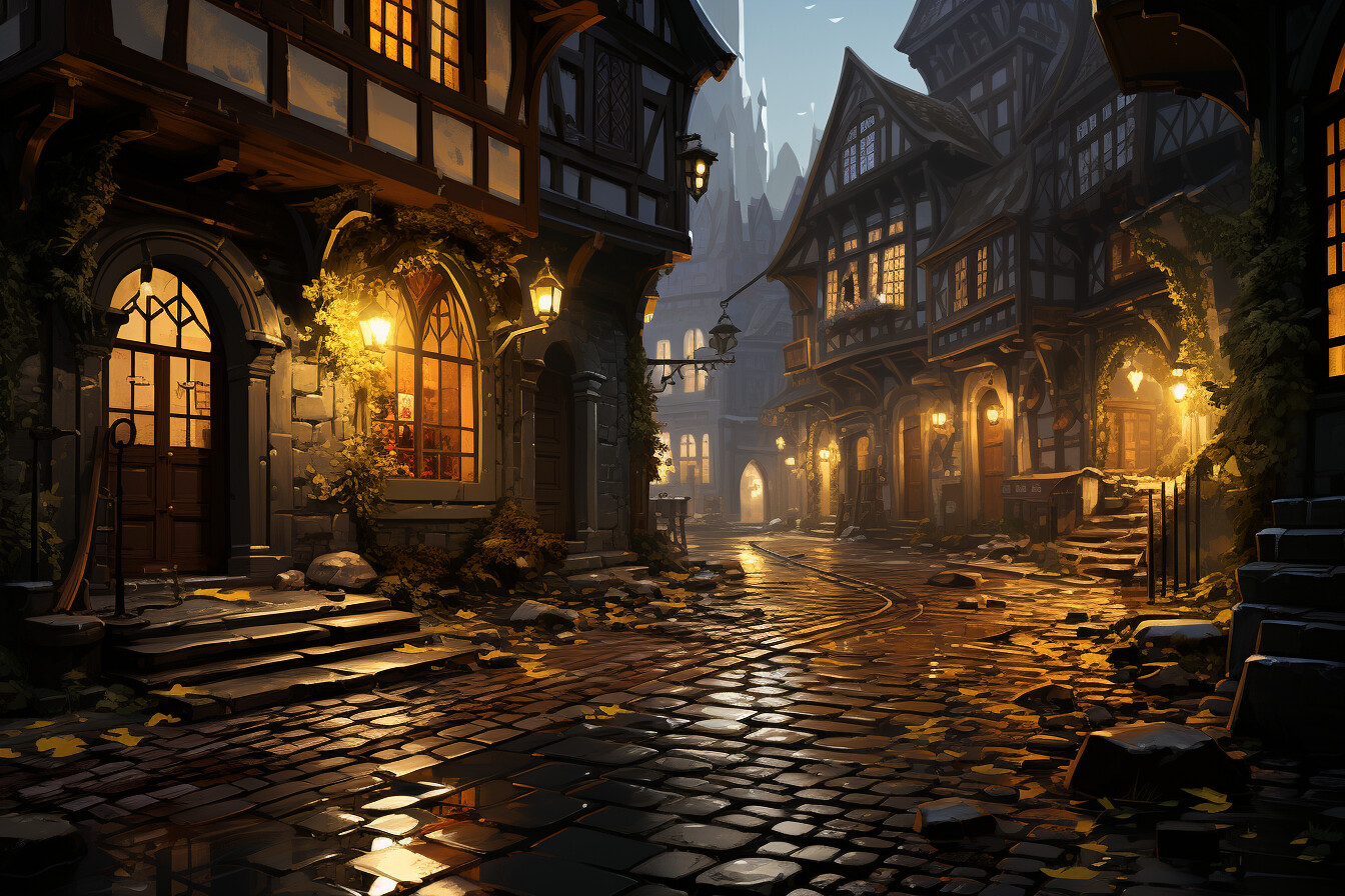 ArtStation - Shadows and Stories: The Cobblestone Ballet of Light and ...