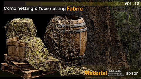 camo netting & rope netting fabric Material -SBSAR -custom color/ custom fabric -VOL 18