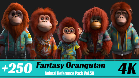 +250 Fantasy Orangutan | 4K | Animal Reference Pack Vol.59