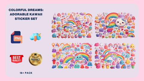 Colorful Dreams: Adorable Kawaii Sticker Set - Bring a Rainbow of Cuteness to Your Accessories!