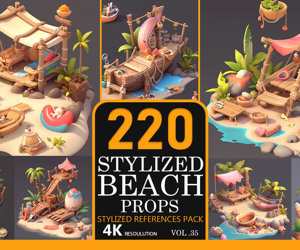 ArtStation - Stylized Fishing Props-4K-Stylized References Pack