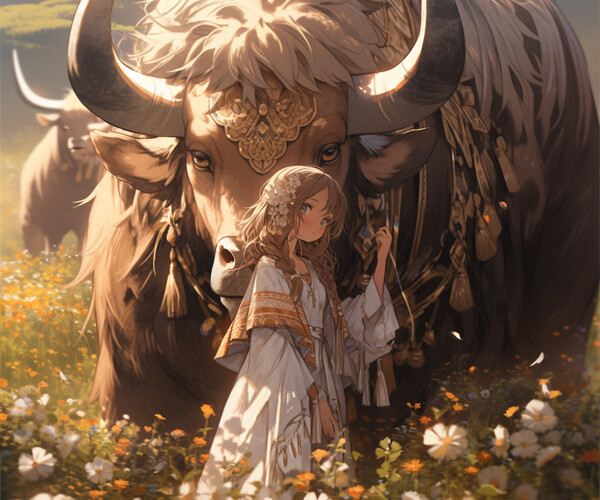 ArtStation - Prized bull and girl. | Artworks