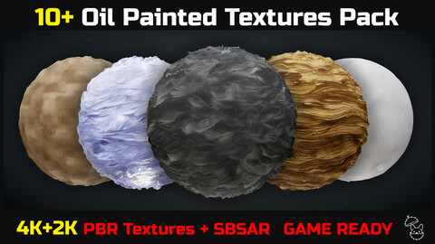 10+ Oil Painted Textures Pack - SBAR + PBR Textures