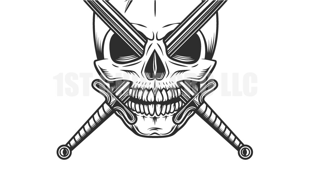 Buy Black Skull and Cross Swords Svg Png files