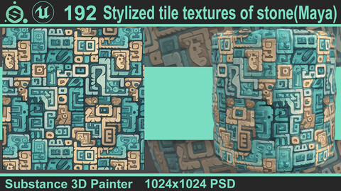 Stylized tile textures of stone