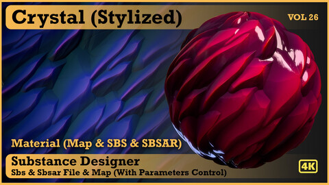 Crystal Stylized material - VOL 26 - Maps & SBS & Sbsar