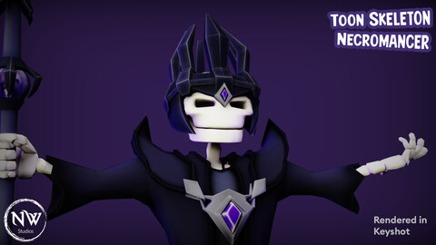 Stylized Skeleton Necromancer - Mobile Game Ready Model