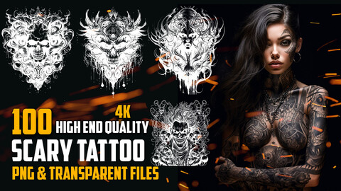 100 Scary Tattoo (PNG & TRANSPARENT Files)-4K - High Quality
