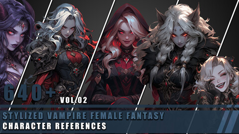 640+ Stylized Vampire Female Fantasy - Character References Vol.02