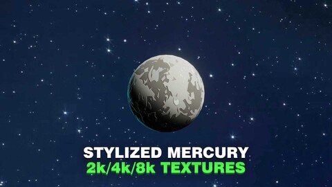 Stylized Planet Mercury 3D Model 2k/4k/8k Textures