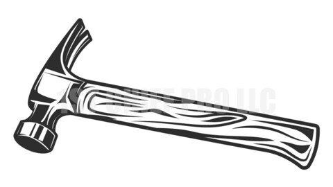 Construction carpenter hammer monochrome concept vector illustration