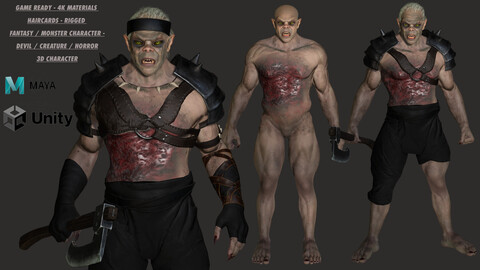 AAA 3D MODEL FANTASY/MONSTER/CREATURE CHARACTER - THE WOUNDED MONSTER 03