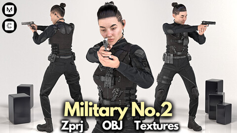 Military No.2: Marvelous Designer + Clo3d + OBJ + FBX + Texture