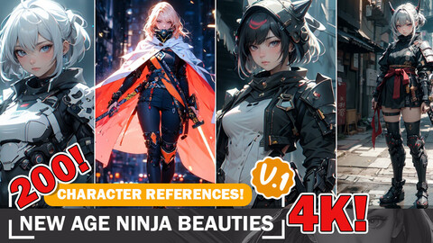 200 New Age Female Ninja Beauties: Fashion Reference Art | V1 | 4K