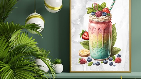 Watercolor Smoothies And Juices 4