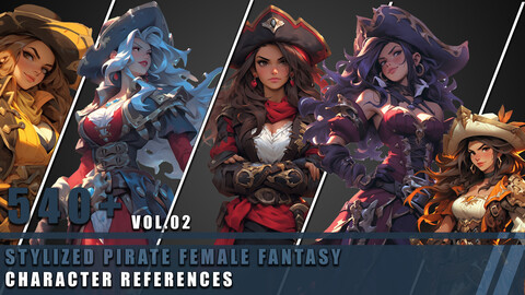 540+ Stylized Pirate Female Fantasy - Character References Vol.02