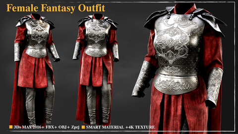 Female Fantasy Outfit 002 / Marvelous Designer / 4k Textures/Smart material