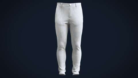 Men's checkered plaid Indigo blue and Ivory white color Mens chino Tailor pant with slant pocket fashion streetwear