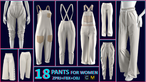18 PANTS MODELS FOR WOMEN / ZPRJ/ OBJ/ FBX