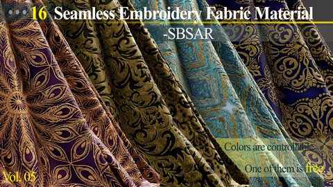 16 Seamless Embroidery Fabric Material -SBSAR (Jacquard Fabric)