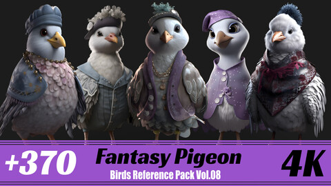 +370 Fantasy Pigeon | 4K | Birds Reference Pack Vol.08