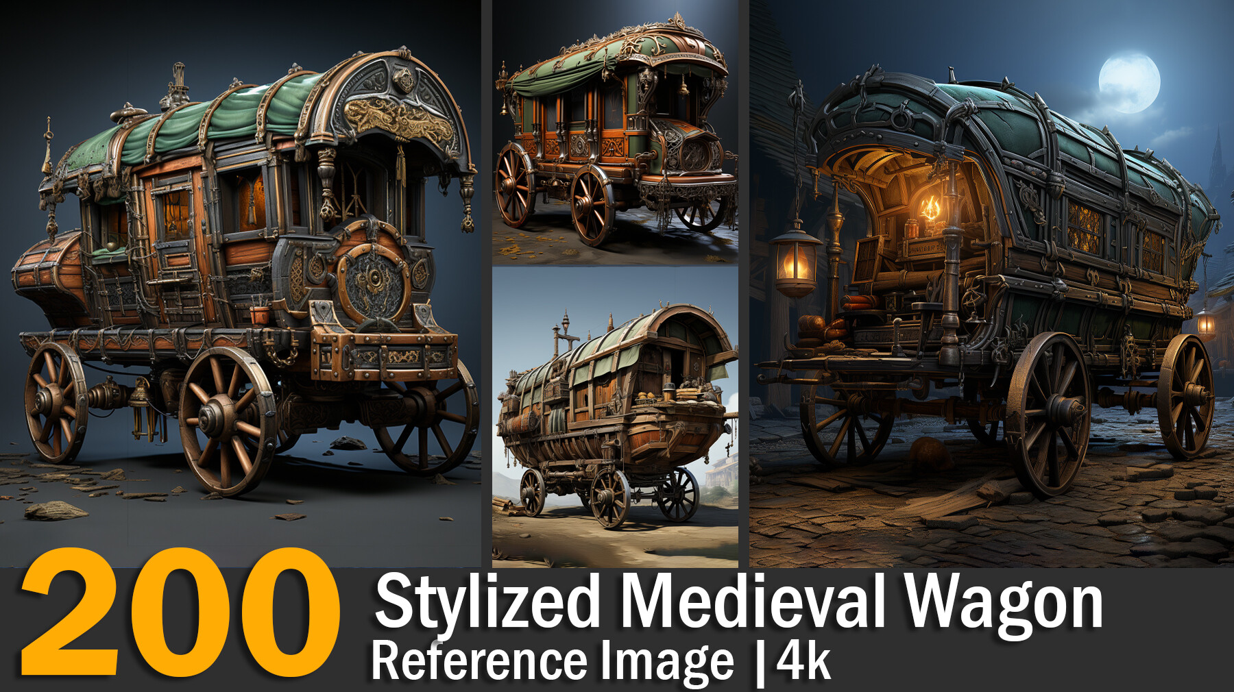 ArtStation - Stylized Medieval Wagon | Reference Images | 4K | Artworks